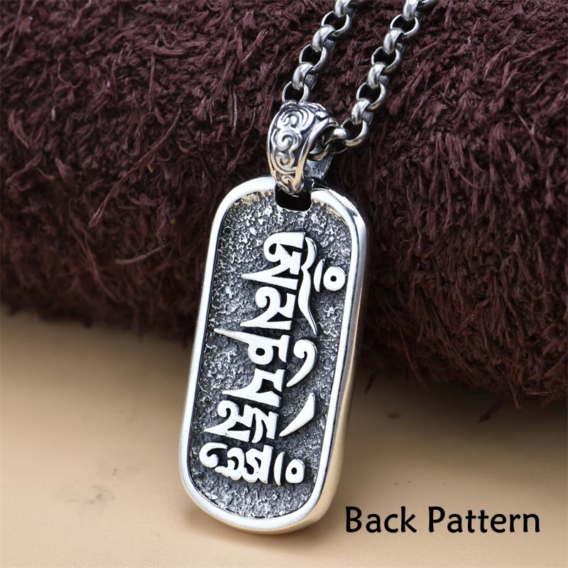 Collar con colgante de la paz Om Mani Padme Hum de la diosa de la riqueza de Zakiram en plata de ley 925 con piedras de Buda