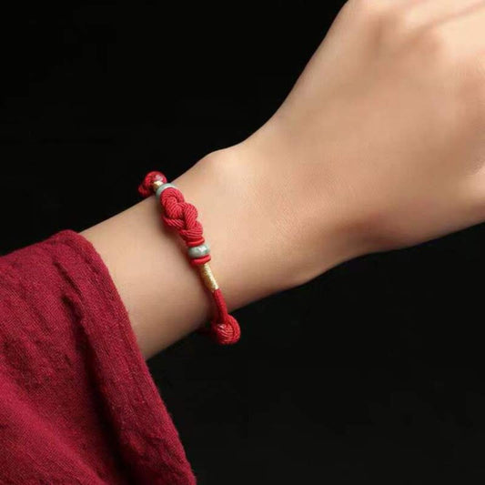 Buddha Stones Rote Schnur Jade Glück Glücksknoten Geflochtenes Schnurarmband