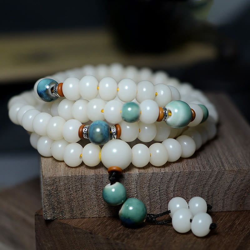 Buddha-Steine, 108 Mala-Perlen, Bodhi-Samen, hält böse Geister fern, beruhigt Armband