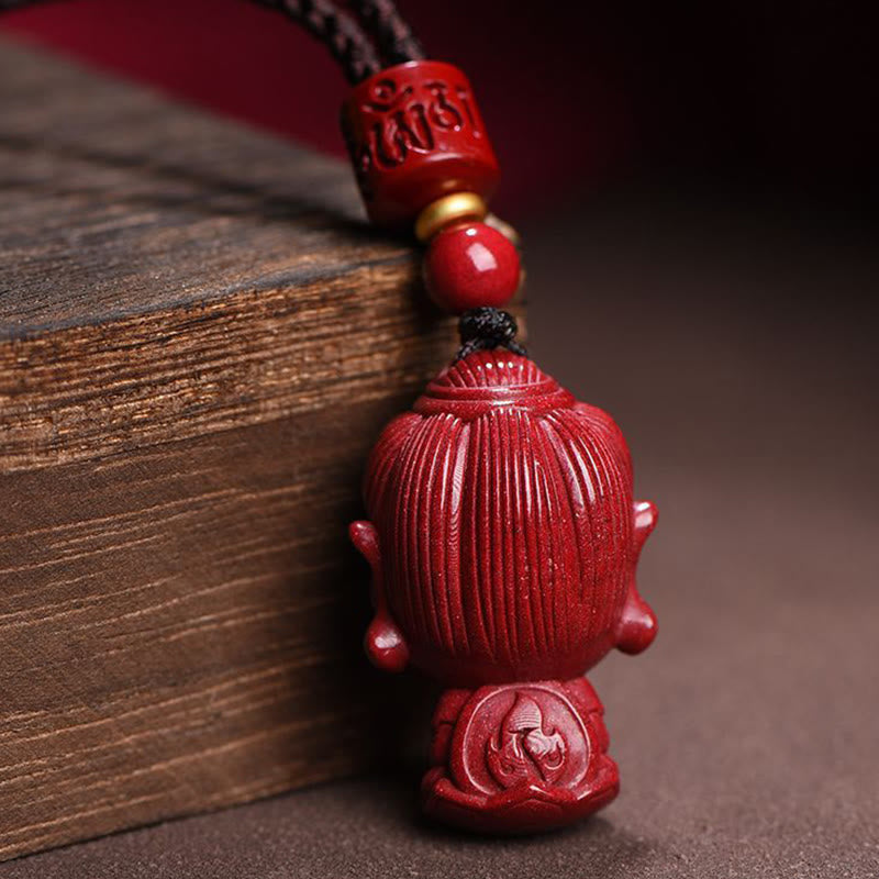 Collar con colgante de cinabrio natural con piedras de Buda del zodíaco chino para alejar los malos espíritus.