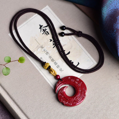 Buddha Stones One's Luck Improves Design Patern Natural Cinnabar Blessing Halskettenanhänger 