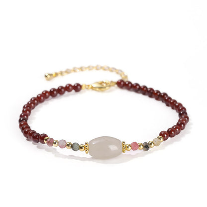 Buddha Stones Granat Jade Turmalin Perlen Passion Armband 