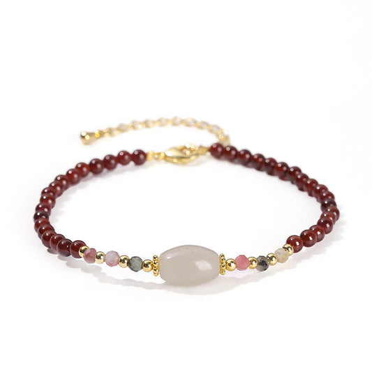 Buddha Stones Granat Jade Turmalin Perlen Passion Armband 