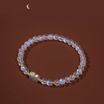 Pulsera curativa PiXiu de piedra lunar natural bañada en oro y plata de ley 925 con piedras de Buda 