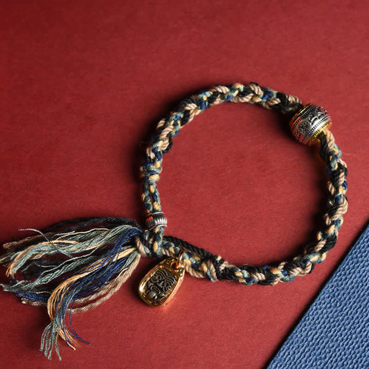 Pulsera hecha a mano con piedras de Buda Zakiram, diosa de la riqueza, Om Mani Padme Hum y la paz. 