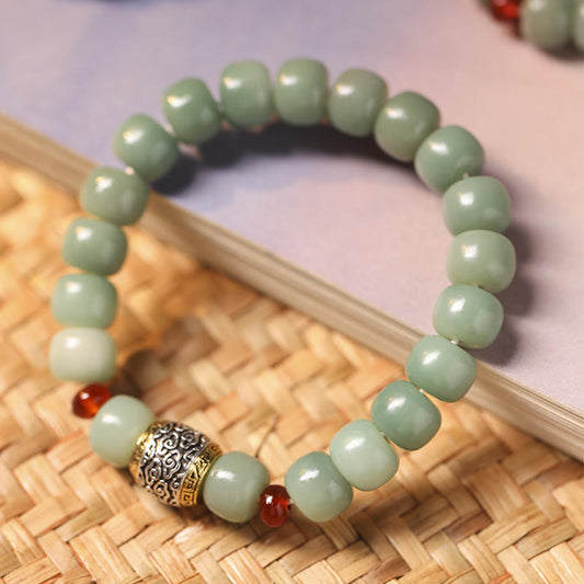 Pulsera de la paz con cuentas de Buda, semillas de Bodhi, nube auspiciosa y carácter Fu