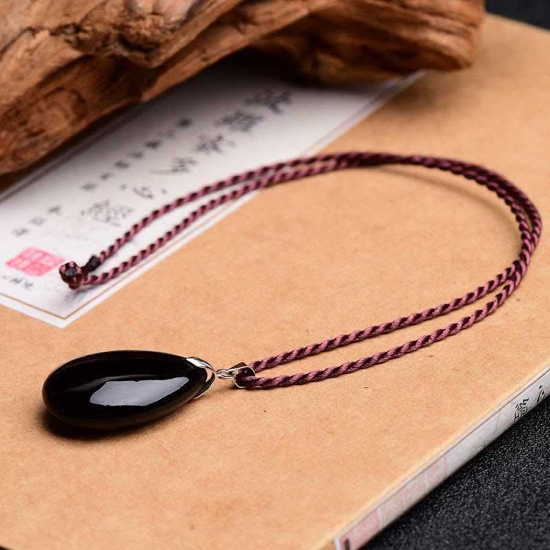 Collar con colgante de gota de agua de riqueza, piedras de Buda, obsidiana dorada, obsidiana negra, obsidiana arcoíris 