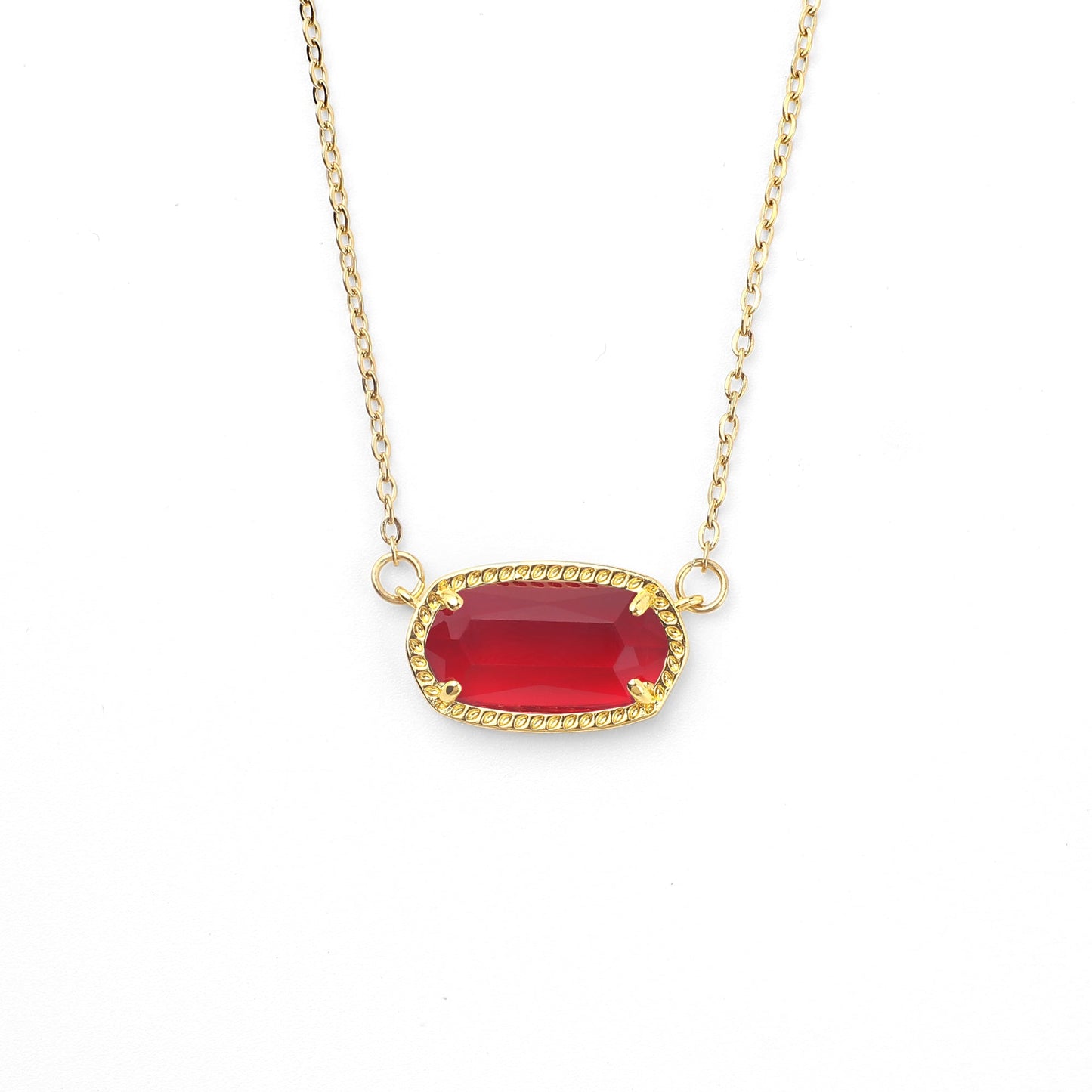 Oval Birthstone Pendant Necklace