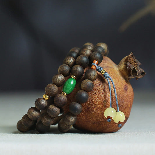 Piedras de Buda 108 cuentas Mala Nha Trang Bai Qinan madera de agar cian Jade ámbar fuerza pulsera de meditación