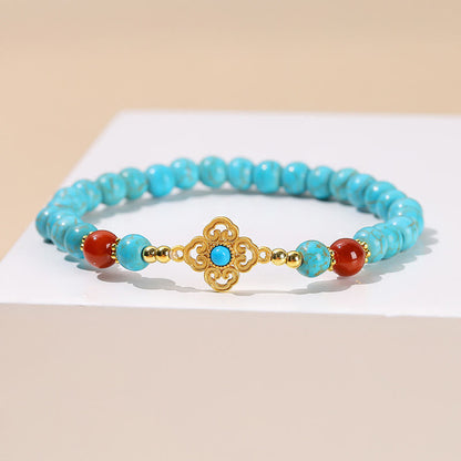 Buddha Stones Türkis Perlen Schutz Balance Armband