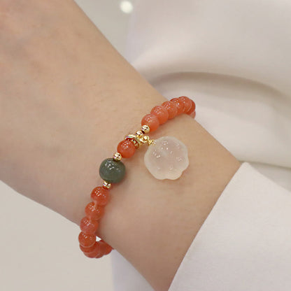 Buddha Stones Armband mit rotem Achat, Chalcedon, Katzenpfote und Jade