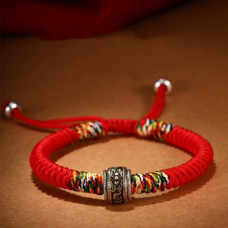 Buddha Stones 925 Sterling Silver Om Mani Padme Hum King Kong Knot Faith Bracelet - Touch Bling