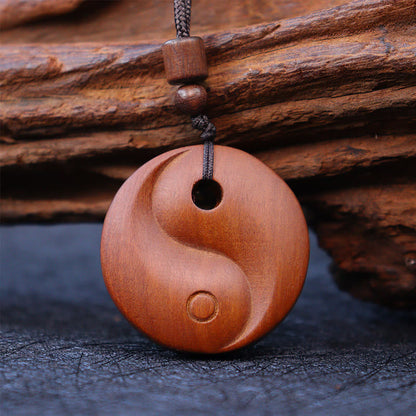 Collar con colgante de protección de la suerte con piedras de Buda, madera de azufaifo impactada por un rayo y Yin Yang 