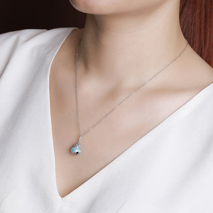 Collar con colgante de sabiduría con diseño de calabaza grabada Om Mani Padme Hum en plata de ley 999 y piedras de Buda