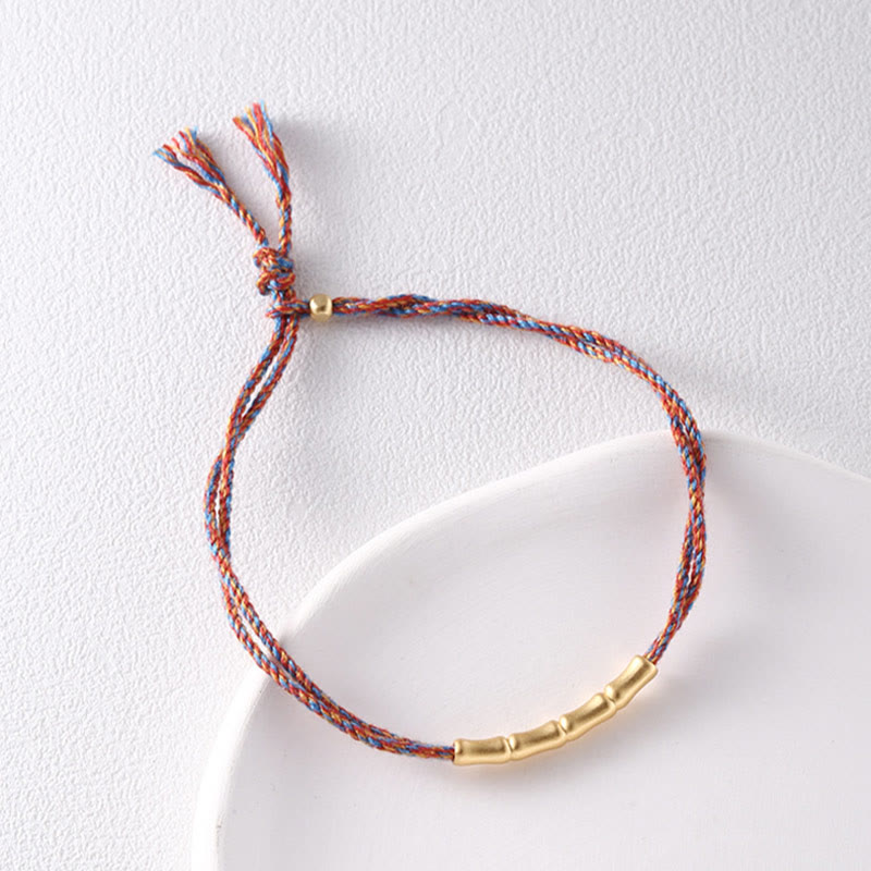 Pulsera trenzada multicolor hecha a mano con piedras de Buda en plata de ley 925 con diseño de bambú y la suerte. 