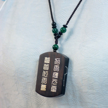Buddha Stones 999 Sterling Silber Ebenholz Rotes Sandelholz Yin Yang Bagua Balance Halskette Anhänger
