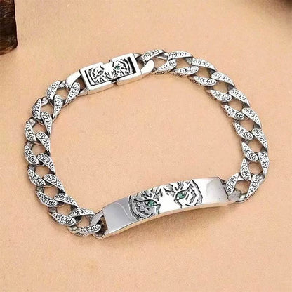 Pulsera de cadena de cobre con diseño floral de la dinastía Tang y piedras de Buda
