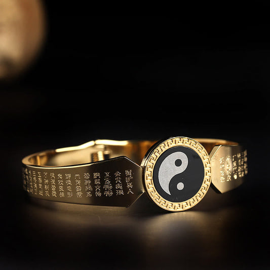 Pulsera de armonía de acero y titanio con piedras de Buda, Yin Yang, loto, Om Mani Padme Hum y mantra