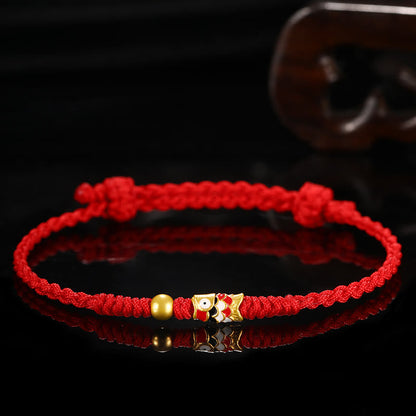 Buddha Stones 999 Gold Glück Koi Fisch Handgefertigtes geflochtenes Schnurarmband 