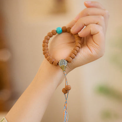 Pulsera tibetana de Rudraksha Bodhi con piedras de Buda y semillas de Bodhi.