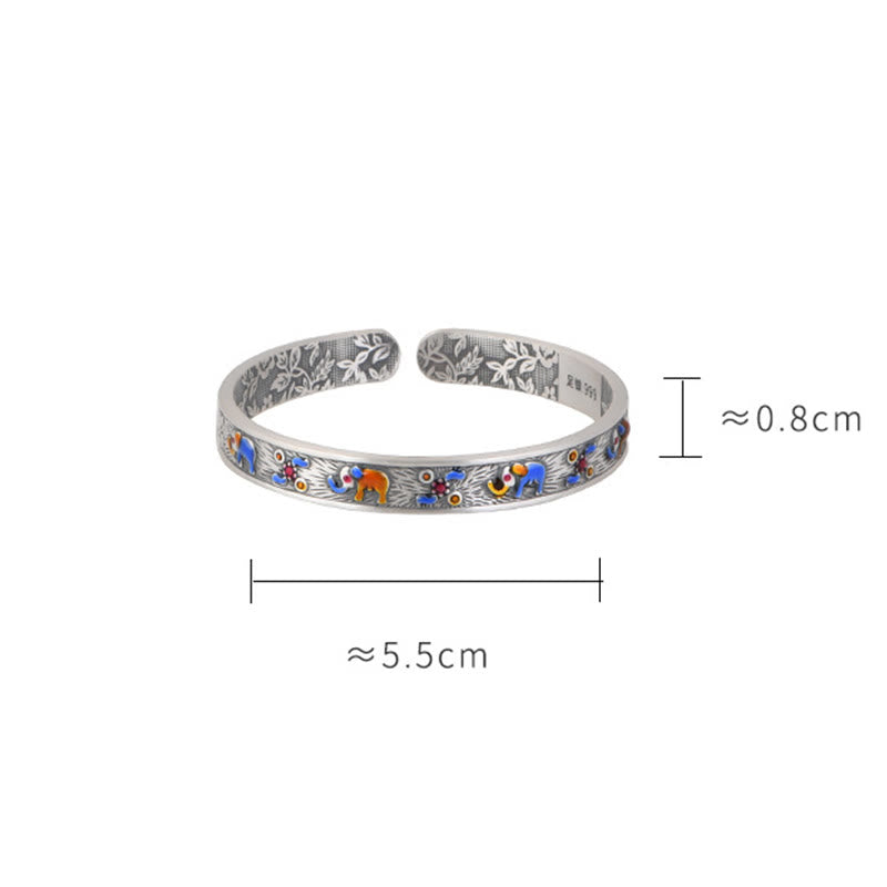 Pulsera brazalete con piedras de Buda, plata de ley 999, elefante, fuerza y ​​sabiduría