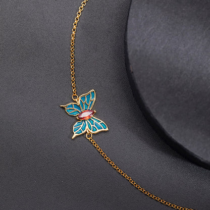 Pulsera de plata de ley 925 con circonitas y mariposas, con piedras de Buda