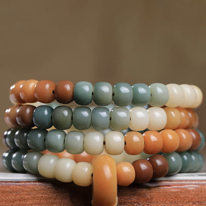 Buddha Stones 108 Mala-Perlen Farbverlauf Bodhi Seed Grüne Tara Buddha Gravur Peace Harmony Armband