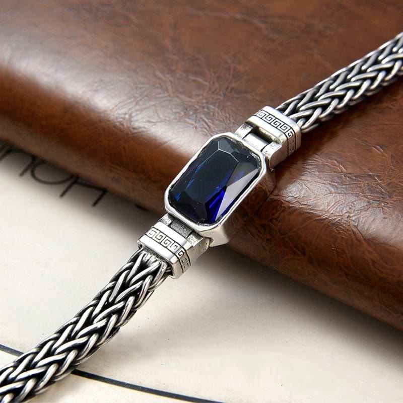 Pulsera con hebilla de riqueza curativa con diseño trenzado de quilla de dragón acrílico azul retro de Buda 