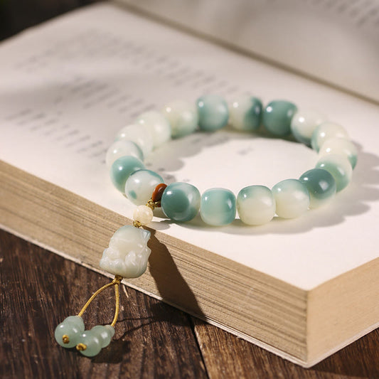 Pulsera de la paz con piedras de Buda, semillas de Bodhi, zorro de nueve colas, garra de gato, piña y garra