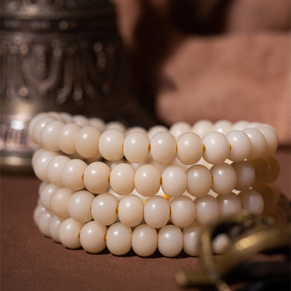 7,5 mm * 10 mm weiße Jade Bodhi 108 Perlen Mala Gebetsperlen