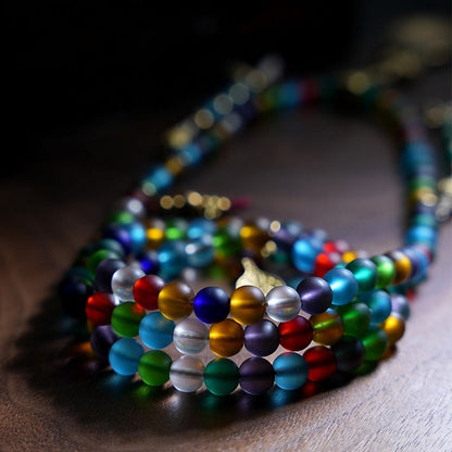 Pulsera tibetana con 108 cuentas de mala de Buda, cuentas de vidrio Liuli multicolores, zodíaco chino, nueve palacios, ocho diagramas