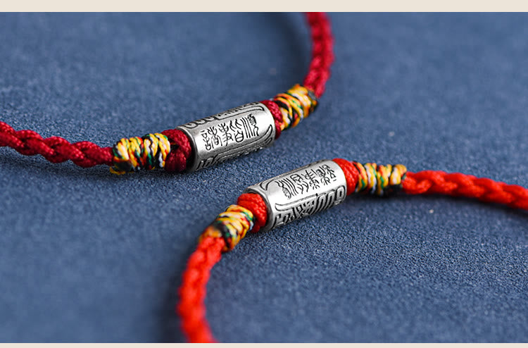 Pulsera tobillera de protección y fuerza con diseño "Todo va bien" de Buddha Stones, hecha a mano en plata de ley 925. 