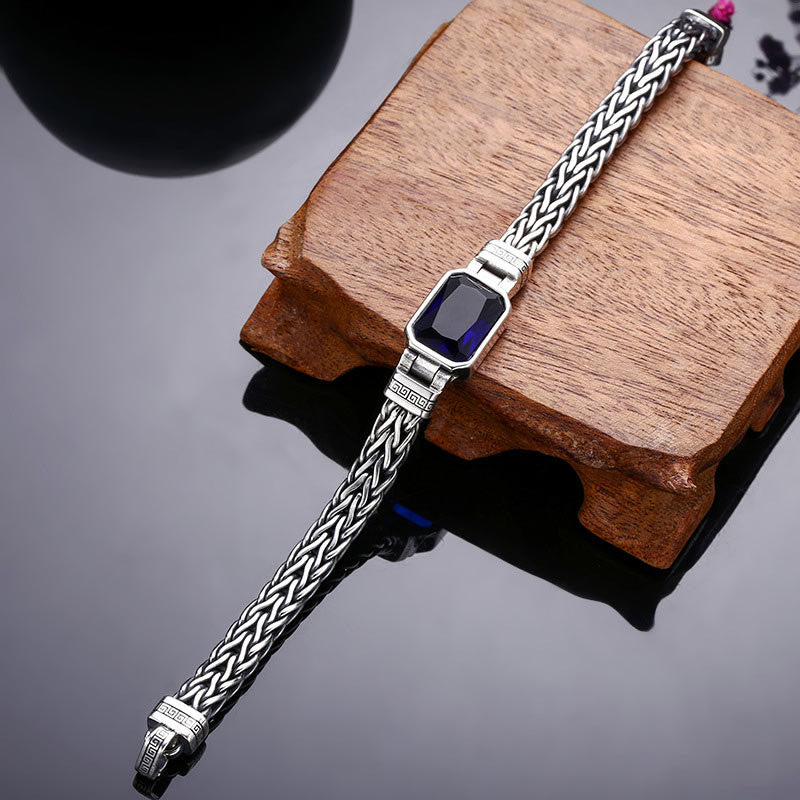 Pulsera con hebilla de riqueza curativa con diseño trenzado de quilla de dragón acrílico azul retro de Buda 
