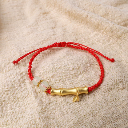 Pulsera trenzada con diseño de bambú y piedras de Buda para la suerte y la fuerza 