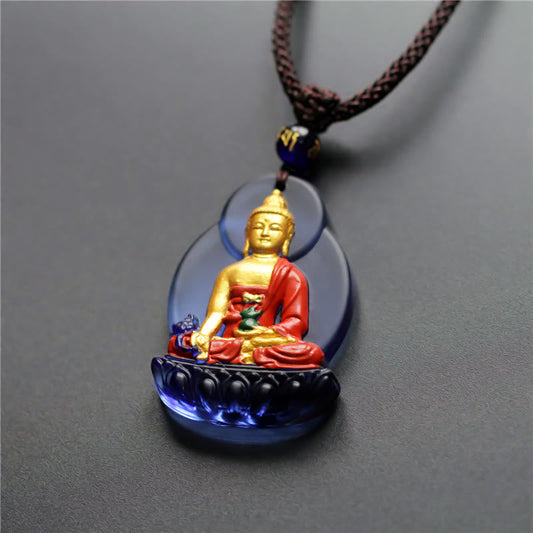 Buddha-Steine, Tibet, Medizin-Buddha, Liuli-Kristall, Mitgefühl, Halskettenanhänger