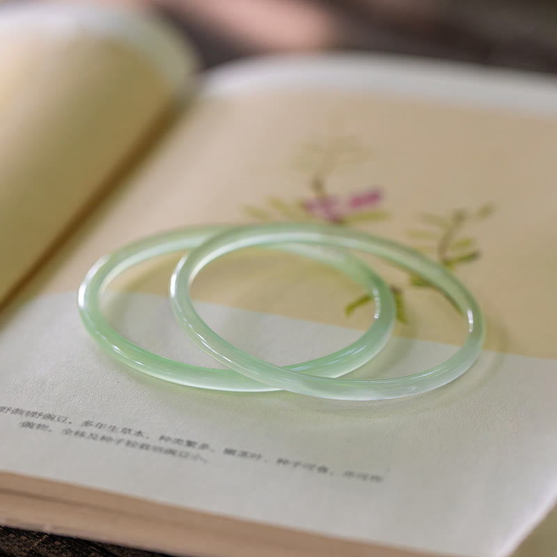 Pulsera brazalete de piedra de Buda con calcedonia verde natural, fuerza y ​​coraje