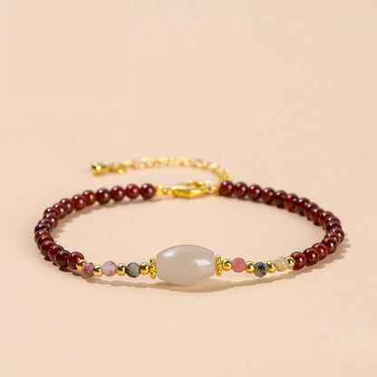 Buddha Stones Granat Jade Turmalin Perlen Passion Armband 