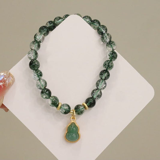 Pulsera con dije de Buda de calabaza fantasma verde natural con piedras de Buda 
