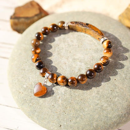 Buddha Stones Naturquarz Liebesherz Heilperlen Armband
