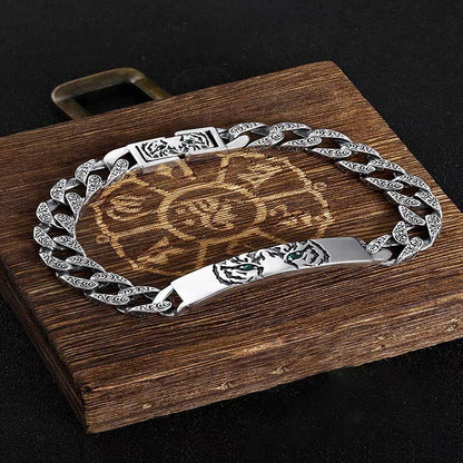 Pulsera de cadena de cobre con diseño floral de la dinastía Tang y piedras de Buda