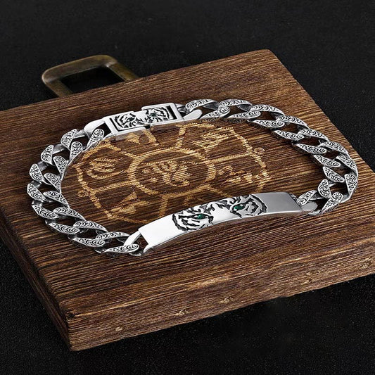 Pulsera de cadena de cobre con diseño floral de la dinastía Tang y piedras de Buda