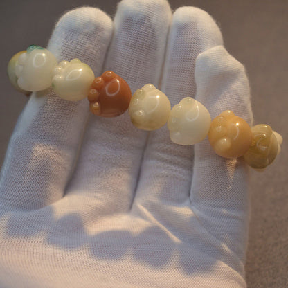 Pulsera de piedras de Buda con semillas de Bodhi multicapa y linda huella de gato para una armonía tranquila