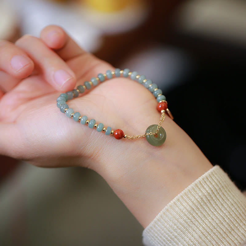 Pulsera de la suerte con hebilla de paz y ágata roja de jade hetiano natural de Buda