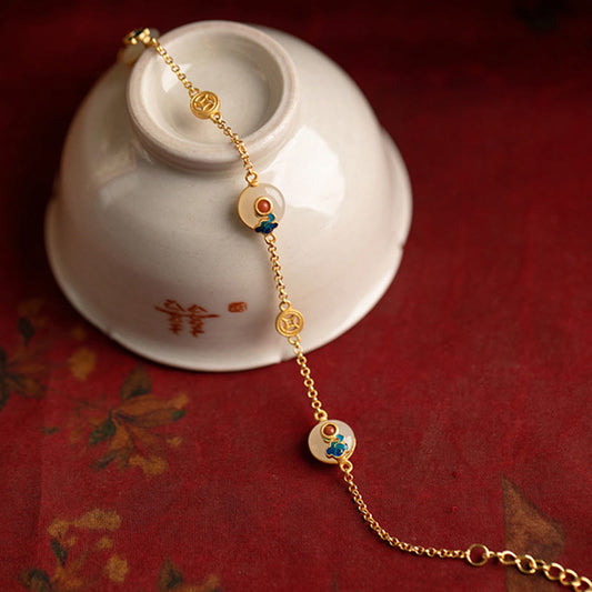 Pulsera de la suerte con diseño de jade y nubes auspiciosas de Buda