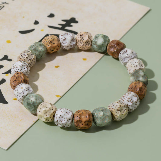 Buddha-Steine, natürliches, buntes Bodhi-Samen-Armband für Glück und Reichtum 