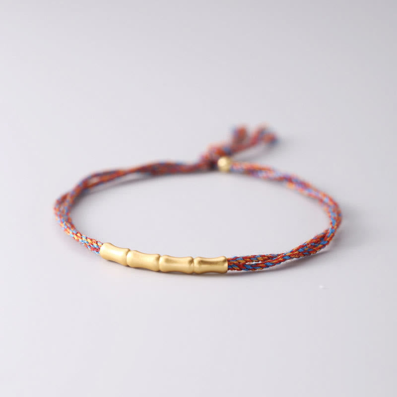 Pulsera trenzada multicolor hecha a mano con piedras de Buda en plata de ley 925 con diseño de bambú y la suerte. 