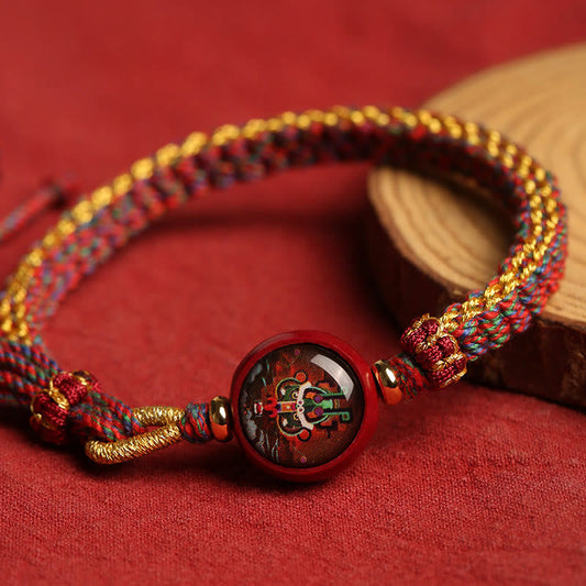 Buddha-Steine, buntes Seil, Zinnober, Thangka, Segen, geflochtenes Armband 