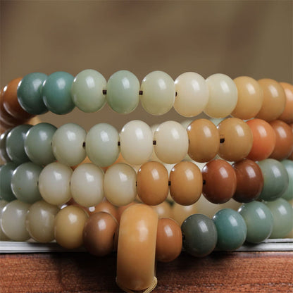 Pulsera de la paz grabada a mano con 108 cuentas de mala y semillas de Bodhi degradadas de Buda
