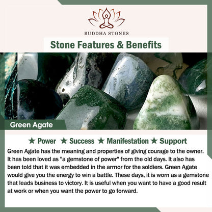 Buddha Stones Jahr der Schlange Grüner Achat Citrin Power Armband