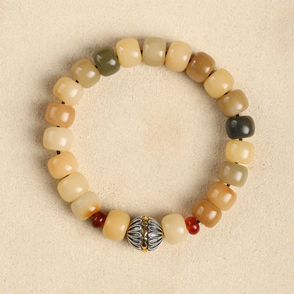 Pulsera de sabiduría Om Mani Padme Hum con semillas de Bodhi naturales de Buda y el Señor del Bosque Cadáver
